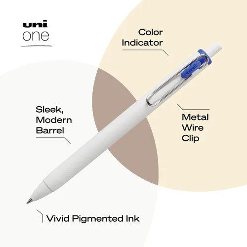 Miniatura 3 de Uniball UniONE - Bolígrafo de gel, retráctil, mediano de 0.028 in, tinta negra, barril blanco, docena (paquete de 12)