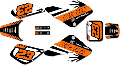 Miniatura 4 de Kit de gráficos para Honda XR50 (2000-2003) Serie FH Azul Rojo 9 Mil - Kit de calcomanías de gráficos personalizados de carreras para motos