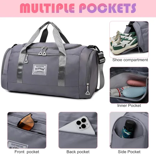 Miniatura 4 de RLGPBON Bolsa de gimnasio para mujeres y hombres, bolsa de lona para deportes, gimnasios y escapadas de fin de semana, bolsa de lona impermeable