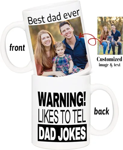 Miniatura 2 de Taza de café personalizada Taza personalizada con nombre y logotipo de texto, taza personalizada de 11 onzas en ambos lados, regalos Blanco