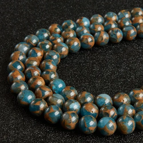 Miniatura 5 de 45 piezas de cuentas de cloisonné azul lago de 8 mm, cuentas de piedras preciosas naturales, cuentas sueltas redondas para hacer joyas Lago Azul