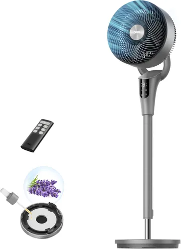 Dreo Ventilador para dormitorio, ventilador oscilante de 80°, silencioso de 25 dB, ventiladores de pedestal de 80 pies para oficina en casa, Gris