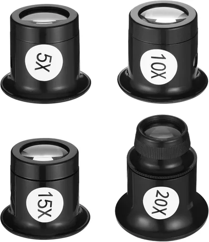 Lupa monocular portátil, lupa de mano, cúpula óptica, lupa para ojos, lupa para joyas, monedas, circuito óptico textil, 4 unidades