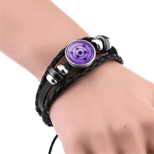 Miniatura 3 de Pulseras de cuero de Narutos de anime, Uchiha Sharingan Rinnegan Eye Itach Kakash, vidrio