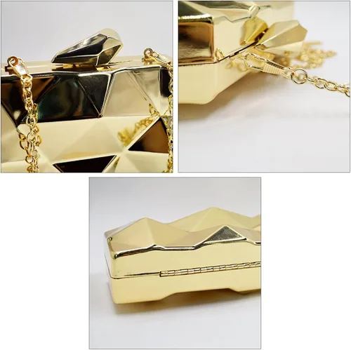 Miniatura 6 de CLARA Bolso de embrague de noche de metal geométrico para mujer