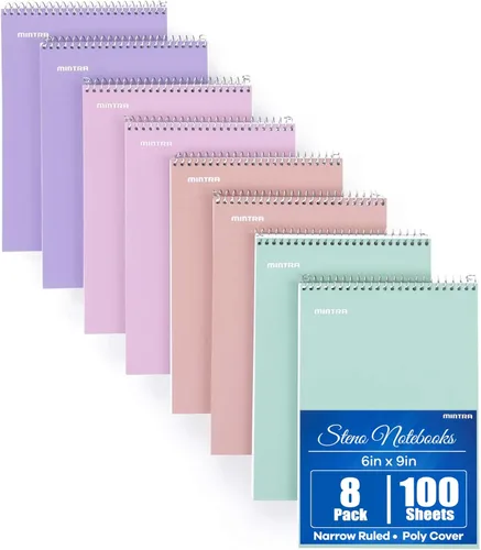 Miniatura 17 de Mintra Office Steno Book - (colores pastel, 4 blocs por paquete, con rayas Gregg) – 6 x 9 pulgadas, 70 hojas, cuaderno para escribir notas