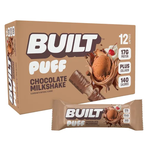 Miniatura 20 de Built Puffs - Barras de proteínas de 12 unidades, barras energéticas altas en proteínas, colágeno, sin gluten, cubiertas de chocolate, bajas