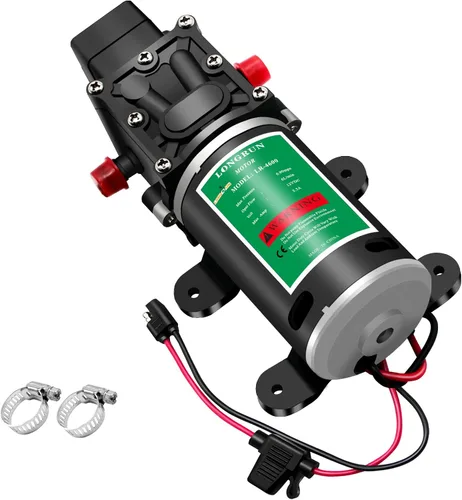 Miniatura 8 de LONGRUN Bomba de agua dulce 12 V DC bombas de diafragma con interruptor de presión ajustable, 4.5L/Min 1.2GPM 85 PSI Bomba rociadora autocebante