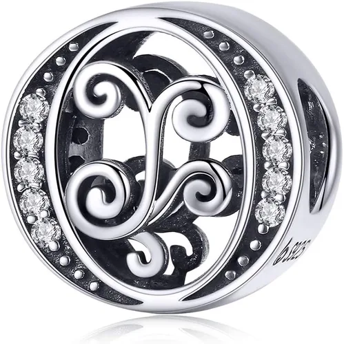 Miniatura 104 de BETTY&SARAH dije de plata esterlina 925 con forma de letra, para pulseras Pandora, letra del alfabeto, joya, regalo para mujer