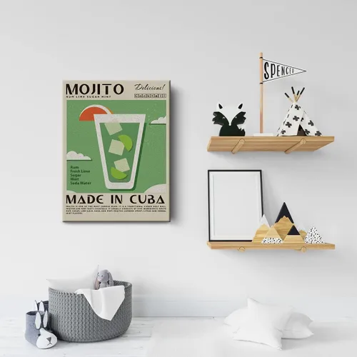 Miniatura 5 de Divertida impresión en lienzo de cóctel Mojito Art Wall Painting Posters de 12 x 15 pulgadas, decoración moderna para el hogar, cocina, bar