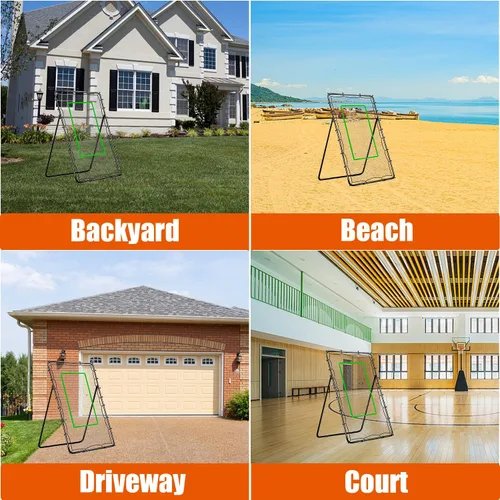 Miniatura 6 de 4x7ft Adjustable Volleyball Rebounder with Volleyball and Bag for Practice Complete Set 5 Adjustable Angles Large Practice Area Multi