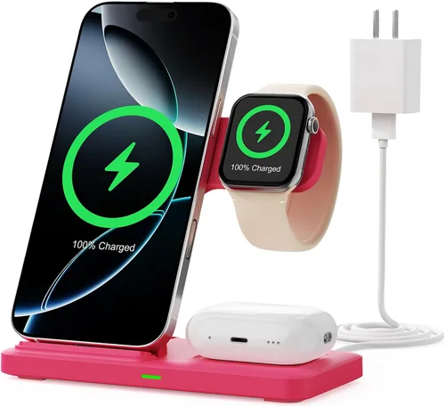 Cargador inalámbrico 3 en 1 para iphoneAir17 16 15 14 13 12 11 XR 8, estación de carga Apple para Apple Watch 10/9/Ultra/8/7/SE/6/5/4 y AirPods