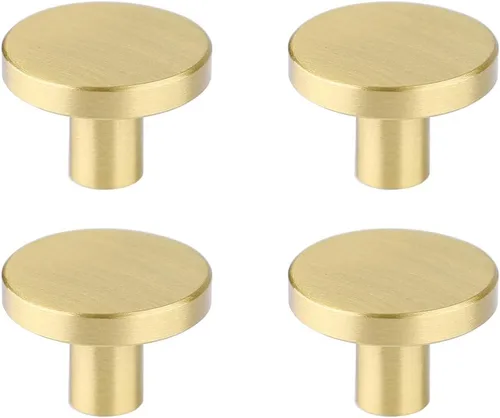 RZDEAL Pomos para gabinete, pomos redondos de latón macizo para cajones y cajones, manijas decorativas simples para puertas de gabinete de cocina (4