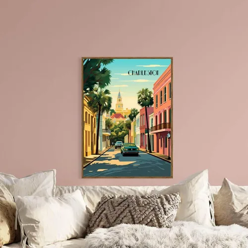 Miniatura 3 de Turnip Designs 8X10 sin marco Charleston Carolina del Sur Retro Ciudad Urbano Paisaje Arte Impresión Póster Ilustración Decoración del Hogar RC005