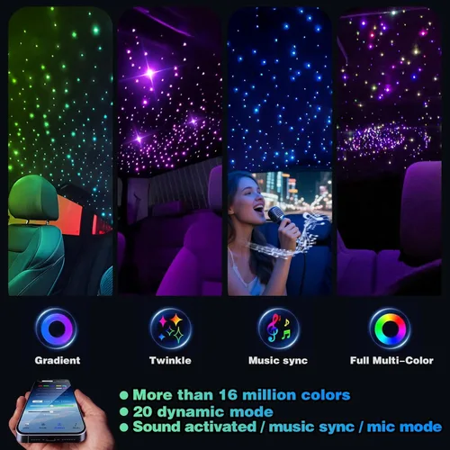 Miniatura 4 de Twinkle Starlight Headliner Light,32W 1000pcs 13.1ft LED Star - Kit de luz de fibra óptica para techo con aplicación/control remoto