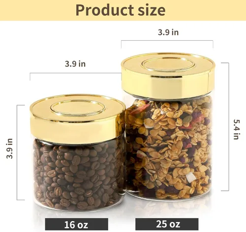 Miniatura 2 de Envases herméticos de vidrio para almacenamiento de alimentos, botes de vidrio para la cocina con tapas - Botes de café, pasta, azúcar, té