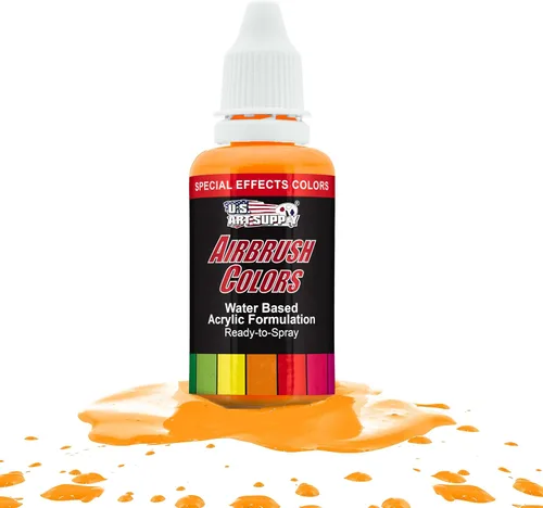 Miniatura 13 de U.S. Art Supply Pintura acrílica rosa neón para aerógrafo, 8 onzas, lista para rociar, pintura con pincel de aire para uñas, modelos, tela, pintura