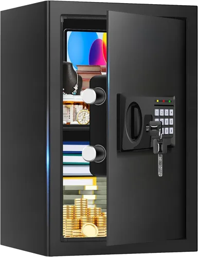 Miniatura 14 de 1.6 pies cúbicos Cajas de seguridad a prueba de fuego para USO DOMÉSTICO, Caja de Seguridad Digital Antirrobo con Teclado Programable y Llaves