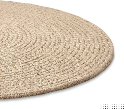 Miniatura 5 de Encasa XO Juego de 6 manteles individuales de comedor, manteles individuales de algodón, 13 pulgadas de diámetro, color beige, cargadores hechos a