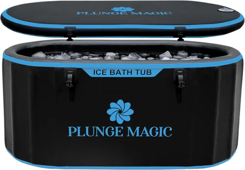 Ultimate - Bañera de hielo inflable con cubierta para atletas, portátil y tamaño XXL, color negro, compatible con enfriador de agua (alargado negro)