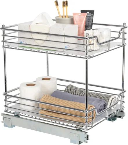 Miniatura 25 de Household Essentials Glidez Organizador de almacenamiento multiusos de acero cromado extraíble/deslizante para uso debajo del gabinete - Diseño de 2