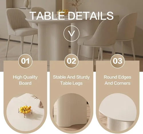 Miniatura 5 de Guyii Mesa de comedor de 55.11 pulgadas, mesa de cocina moderna para 6 personas, mesa de comedor interior para cocina, bar, sala de estar, espacio