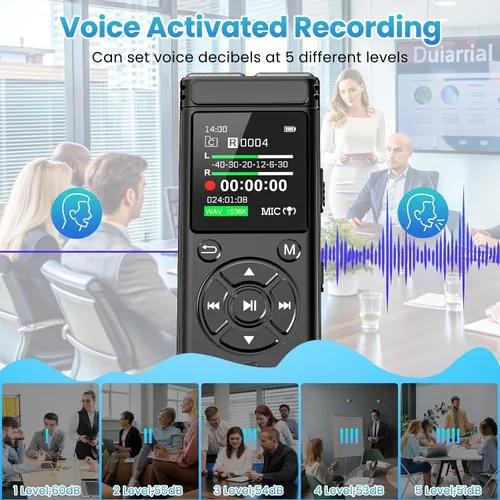 Miniatura 4 de Grabadora de voz digital de 136 GB con reproducción, dispositivo de grabación de audio de 9000 horas, grabadora activada por voz con reducción