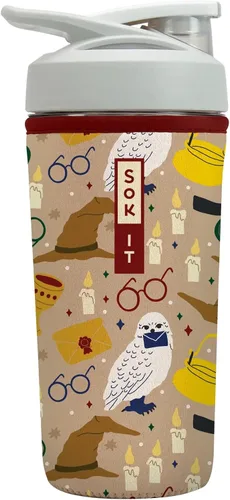 Miniatura 53 de Sok It BotlSok Botella Mezcladora de Proteínas con Funda Aislante de Neopreno (Floral Abstracto, Se Ajusta a Mezcladoras de 24oz)