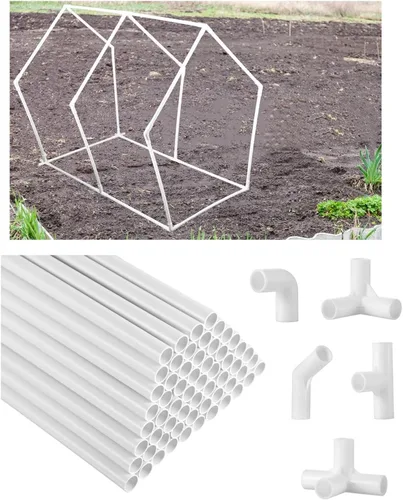 Miniatura 11 de Sawysine Juego de 102 proyectos de PVC para bricolaje, incluye 60 tubos de PVC de 24 pulgadas y 42 accesorios de tubería de conexión para primavera