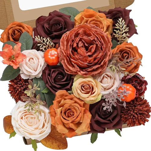 Miniatura 29 de Serwalin 2 Piezas Flores Artificiales Blancas Rosas Falsas Flores de Espuma de Seda Juego de Caja para Manualidades DIY Ramos de Pastel de Boda Un