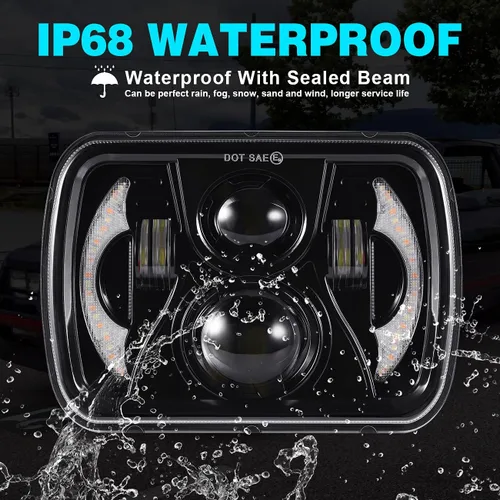 Miniatura 5 de Faros delanteros LED 1000% brillantes 180W H6054 5x7 7×6, 7 × 6, faros LED 7x6, haz sellado con DRL/señal de giro compatible con Ford Wrangler Jeep