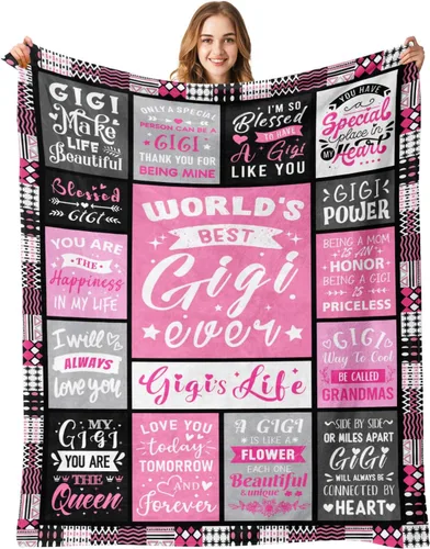 Gigi Regalos para abuela, manta de regalo Best Gigi Ever de 50 x 60 pulgadas | Manta suave de recuerdo, regalo pensado para cumpleaños, Navidad, Día