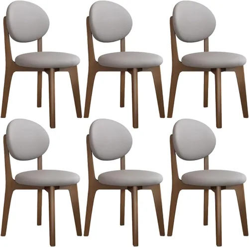 Miniatura 74 de YVYKFZD Juego de sillas de comedor, sillas de cocina de madera maciza, silla de comedor de granja con respaldo curvo, silla tapizada de cuero