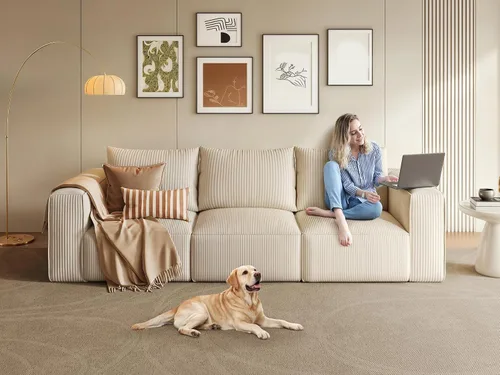Miniatura 4 de YITAHOME Sofá seccional Cloud, sofá deshuesado, sofás seccionales para sala de estar Blanco lechoso