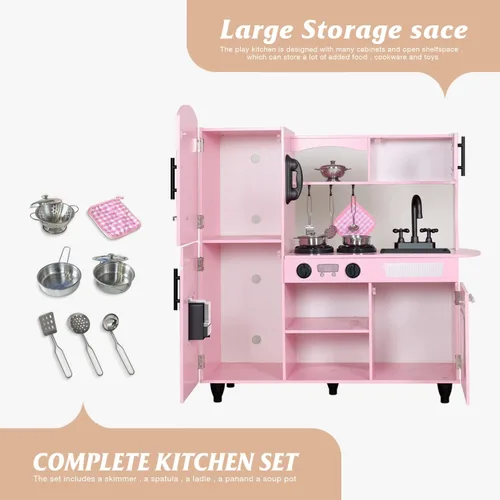 Miniatura 3 de TaoHFE Cocina de Juguete, Juego de Cocina Rosa para Niñas, Juego de Cocina para Niños de 6 a 8 Años, Regalo Juego de Cocina para Niños de 3+ Años
