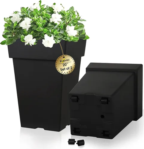 Miniatura 7 de kubvici Macetas de 20 pulgadas de alto para plantas de exterior e interior, juego de 2 macetas grandes de plástico para plantas, macetas