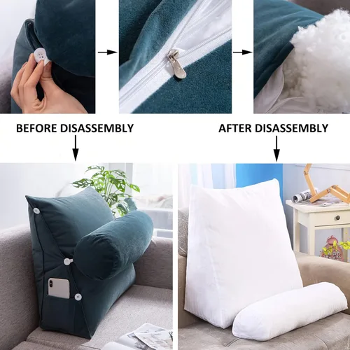 Miniatura 3 de Cojín triangular de cuña, almohada triangular de lectura, almohada de cuña trasera con almohada ajustable para el cuello, cojín de apoyo perfecto
