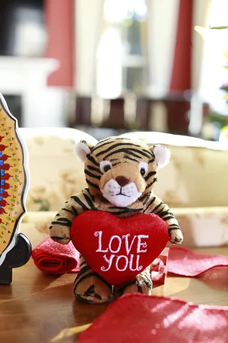 Miniatura 4 de Plushland Animal de peluche con corazón rojo – Love You– Juguete de animales de peluche para niños y adultos – Almohada de corazón bordada – 8