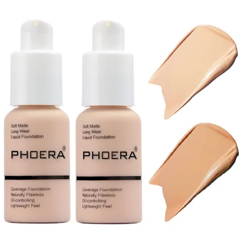 Miniatura 16 de Paquete de 2 PHOERA Base de Maquillaje Para Mujeres Mayores, Base Líquida Mate Suave Impecable Control de Aceite 24 HR Corrector Base de Maquillaje
