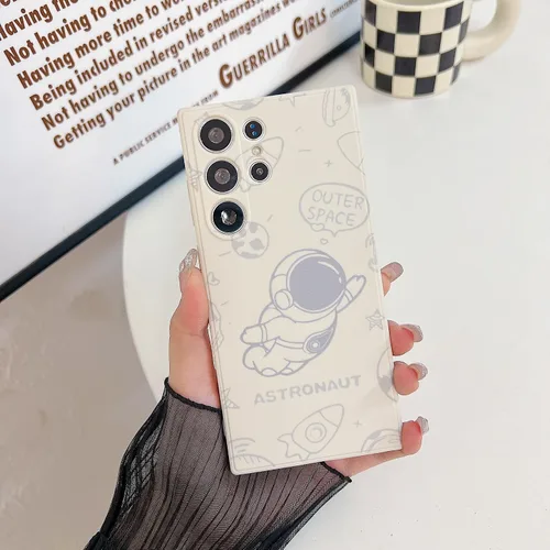 Miniatura 75 de Yonds Queen para Samsung Galaxy S21 Funda Linda, Diseño de Astronauta de Dibujos Animados, Espacio, Luna, Cohete, Elegante Cubierta Amortiguadora