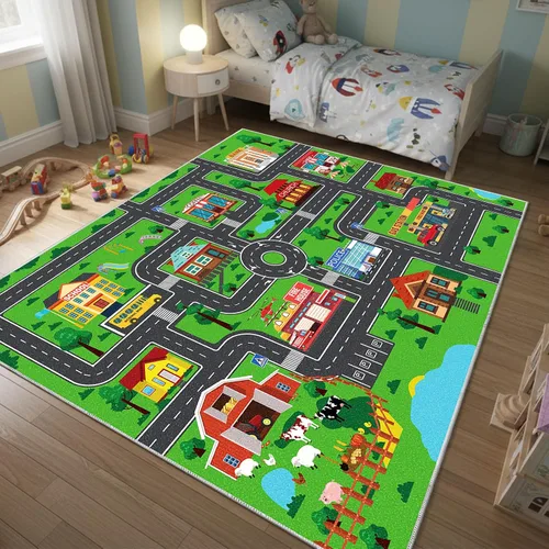 Miniatura 8 de Alfombra de juegos para niños, alfombra de juegos con tráfico de vida urbana, alfombra de juegos para niños, alfombra de juego educativo para niños
