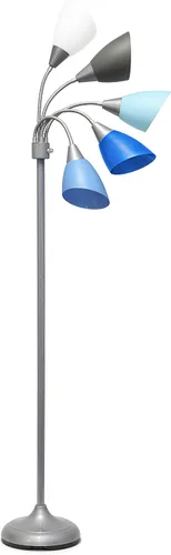 Miniatura 4 de Simple Designs LF2006-SBG 67" Lámpara de pie contemporánea con múltiples cabezales Medusa de 5 luces ajustable de cuello de ganso en plata con Tonos