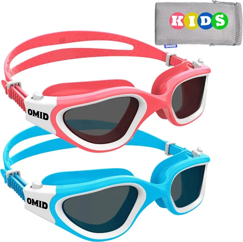 Miniatura 16 de OMID Gafas de natación para niños, P2 Mini, paquete de 2 gafas de natación polarizadas cómodas de 6 a 14 años A1 polarizado azul dorado + negro