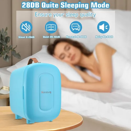 Miniatura 6 de Hansburg Mini Nevera para Dormitorio Enfriador y Calentador de Cuidado de la Piel Refrigerador Pequeño Portátil 4 Litros/6 Latas con Opción de 12V