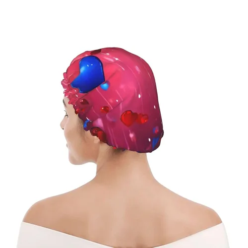 Miniatura 8 de Gorro de ducha con estampado de corazón abstracto, elástico y reutilizable, gorro de ducha grande impermeable, para mujeres, hombres y niños