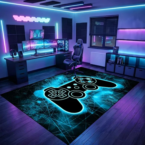Miniatura 8 de BATATADOCE Alfombras de videojuegos para dormitorio de niños, alfombras para sala de juegos, decoración de juegos para niños, alfombra de área