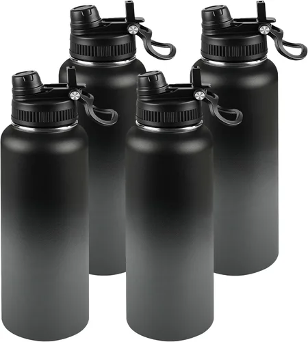 Miniatura 17 de Botella de agua aislada de 22 onzas, tapa 2 en 1 a prueba de fugas (sorbo/pajilla) + asa, botella de acero inoxidable para deportes, viajes, trabajo