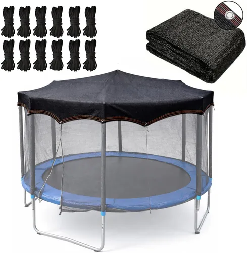 Cubierta de sombra para cama elástica del 90% con relación de sombreado, color negro, cubierta superior de tienda de campaña de 10 pies, 12 pies y
