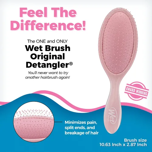 Miniatura 2 de Wet Brush Cepillo desenredante original, mármol natural, rosa polvorienta, peine para mujeres, hombres y niños, húmedo o seco, cabello natural