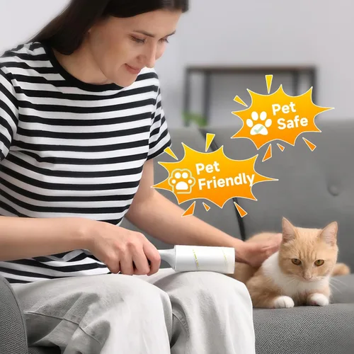 Miniatura 7 de Rodillo de pelusa extra adhesivo para pelo de mascotas, 600 hojas con 2 asas reforzadas, rodillo resistente para pelusa para ropa, sofá, muebles